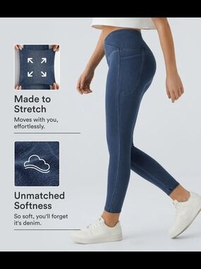 Halara Flex™ Crossover Pocket Washed Denim Work Legging